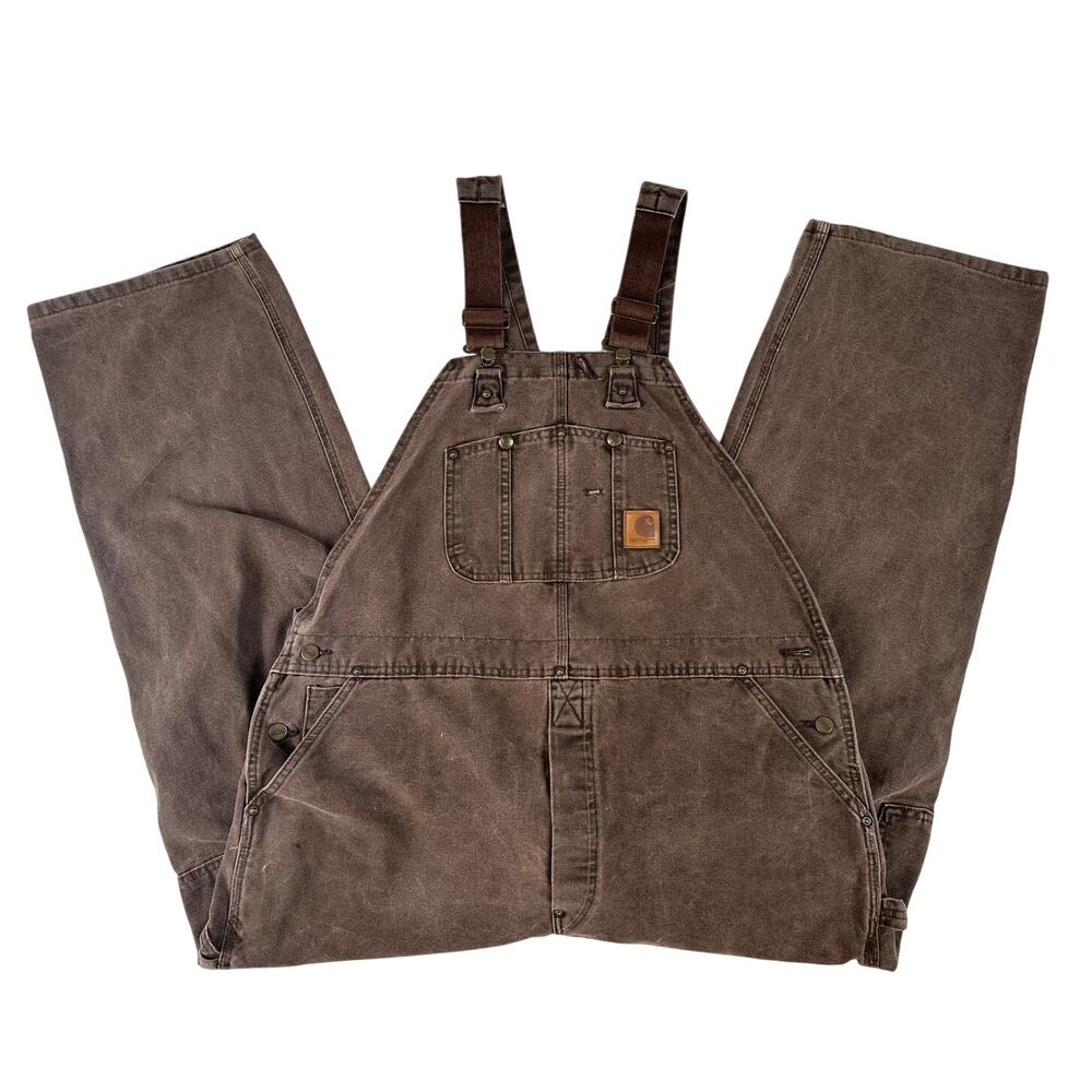 Vintage Carhartt Double Knee Duck Canvas Bib Overalls Men's Sz 44 x 30